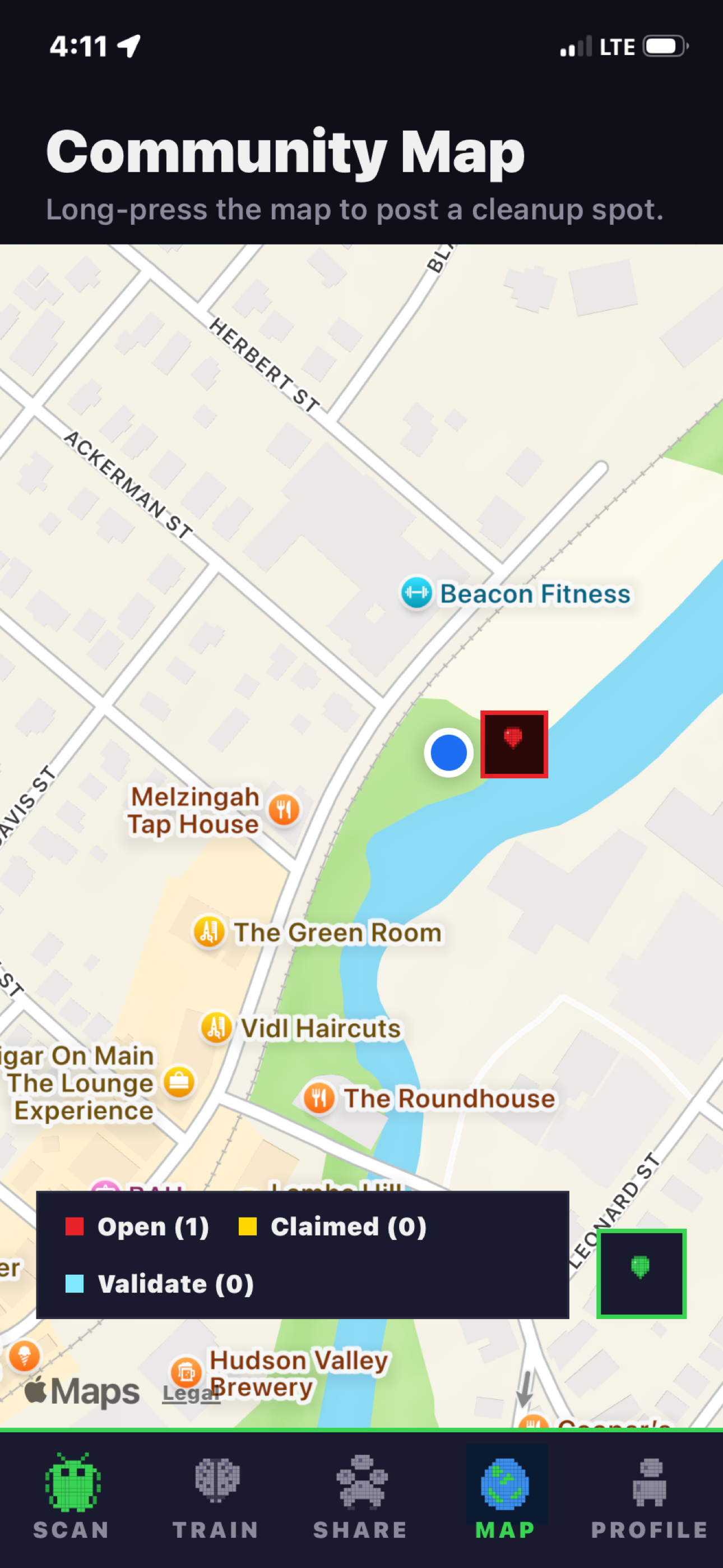 Litterbug community cleanup map